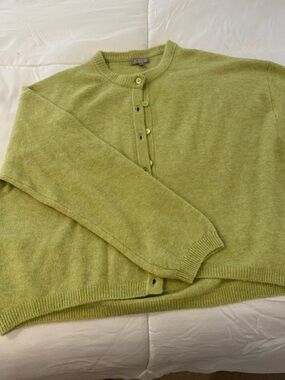 J.Crew Lime Green Crewneck Button Sweater